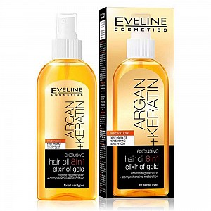 Eveline Exclusive 8in1 Elixir of Gold + Argan + Keratin Hair Oil 150ml